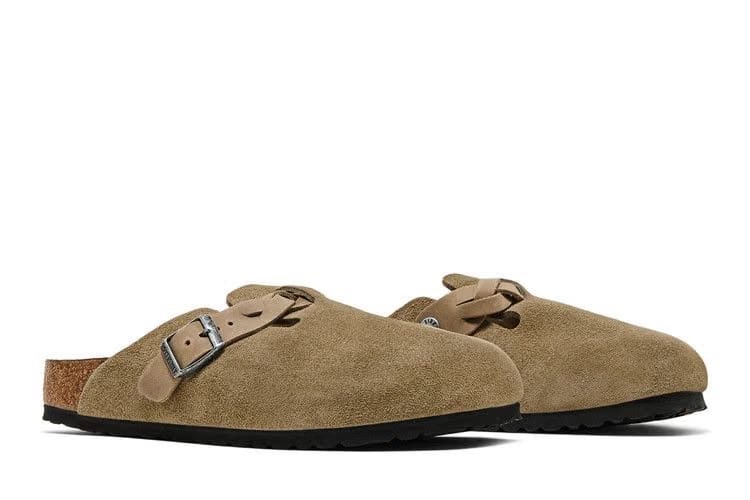 Birkenstock Boston Braided Suede Leather Narrow Taupe