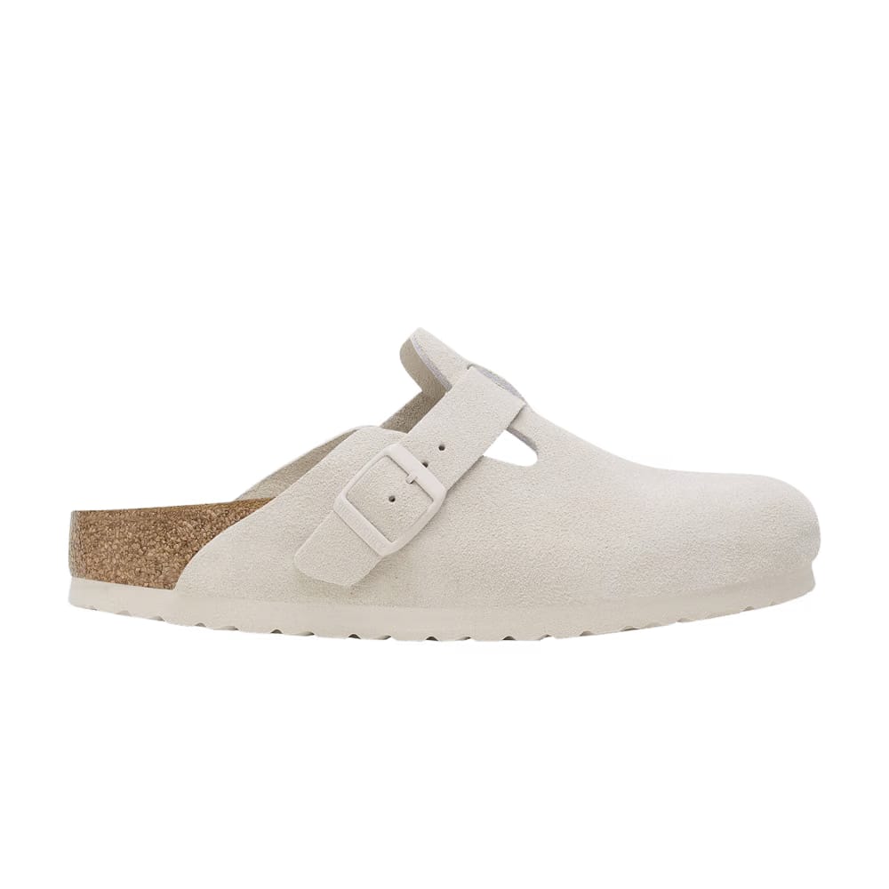 Birkenstock Boston Soft Footbed Suede Leather Antique White