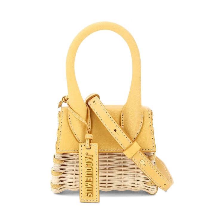 Jacquemus Le Chiquito Wicker Top Handle Bag Yellow