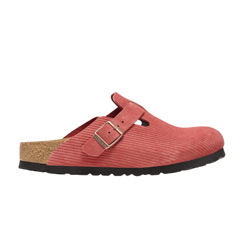 Birkenstock Boston Suede Embossed Corduroy Narrow Sienna Red