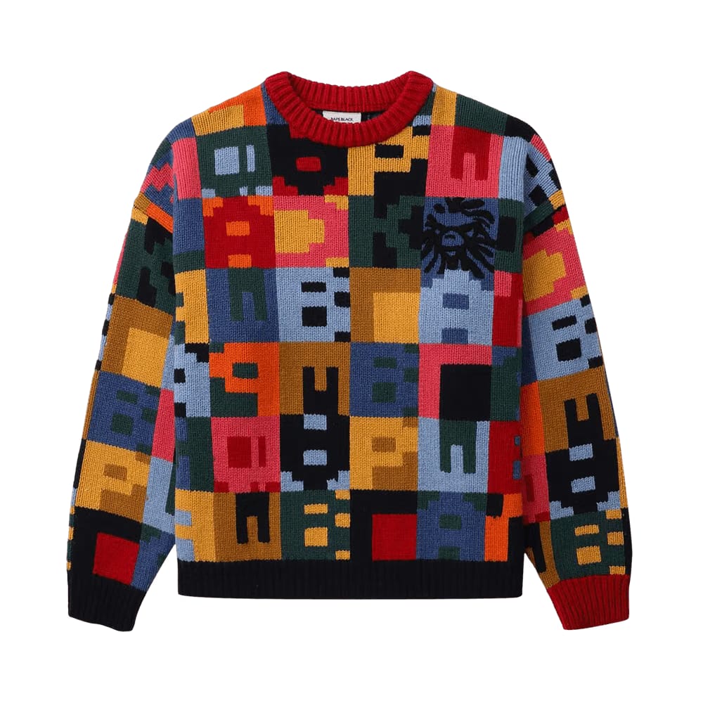 BAPE Color Patchwork Jacquard Knit Sweater Multicolor