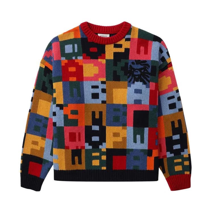 BAPE Color Patchwork Jacquard Knit Sweater Multicolor