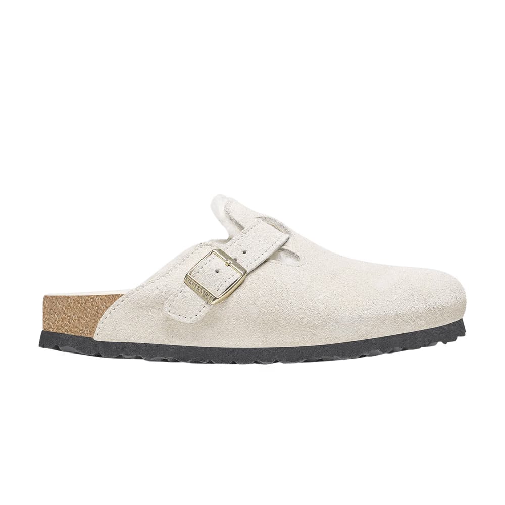 Birkenstock Wmns Boston Shearling Suede Leather Narrow 'Antique White'