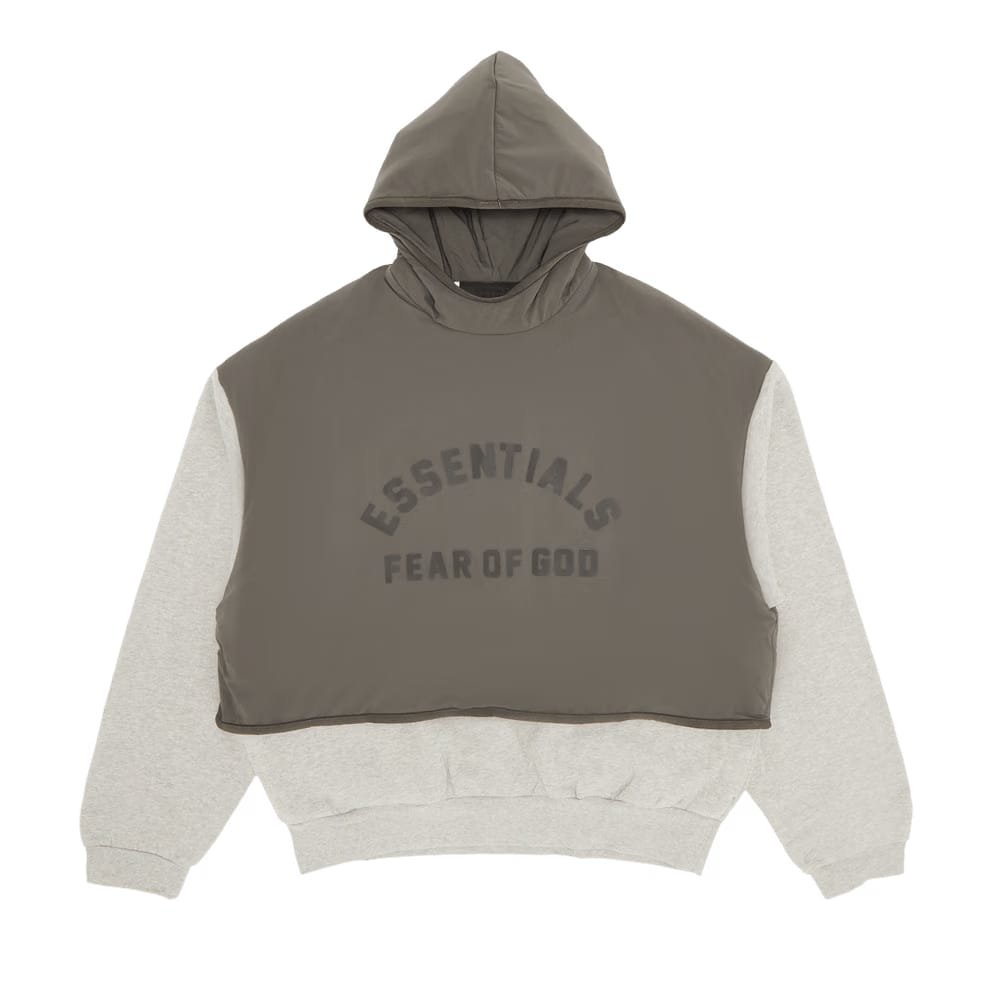 Fear of God Essentials Nylon Fleece Hooded Sweater Dark Heather Oatmeal/Ink