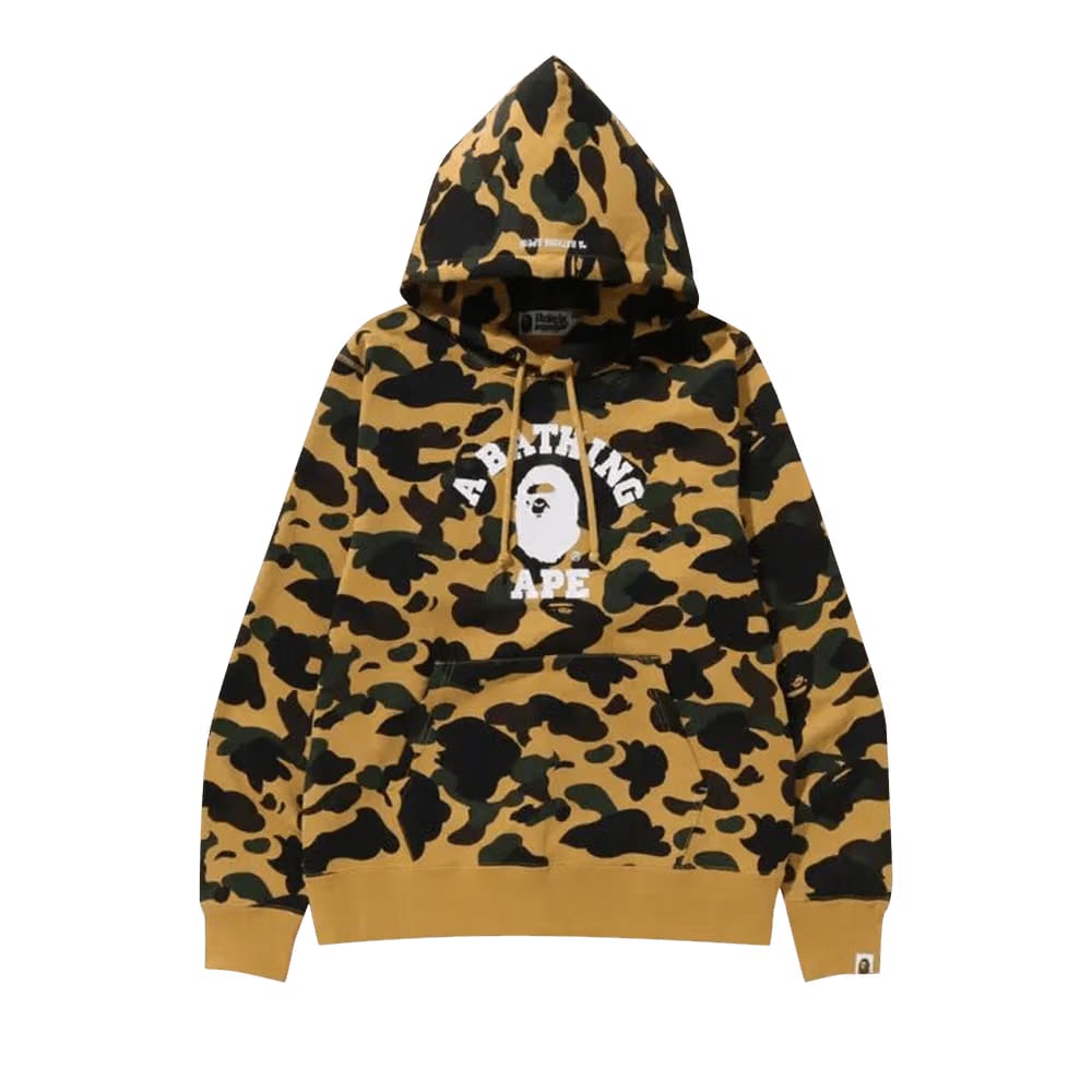 BAPE 1st Camo College Pullover Hoodie Yellow