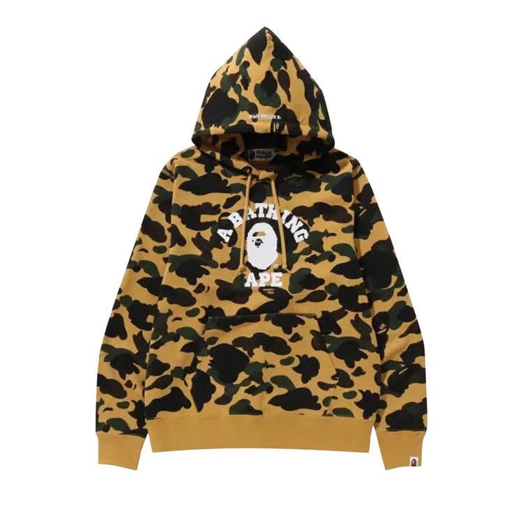 BAPE 1st Camo College Pullover Hoodie Yellow