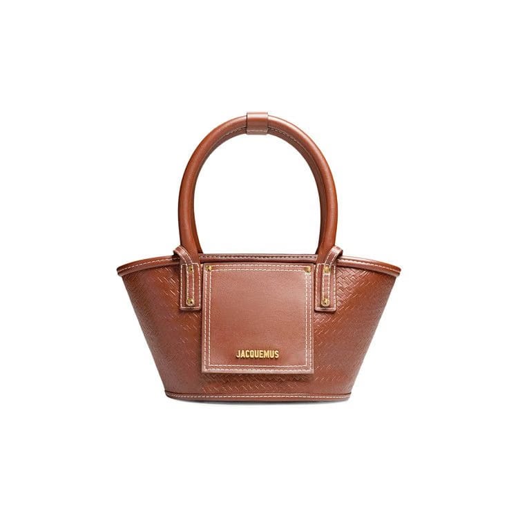 Jacquemus Le Petit Panier Soli Cuir Weave Embossed Brown