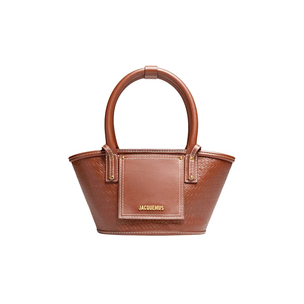 Jacquemus Le Petit Panier Soli Cuir Weave Embossed Brown