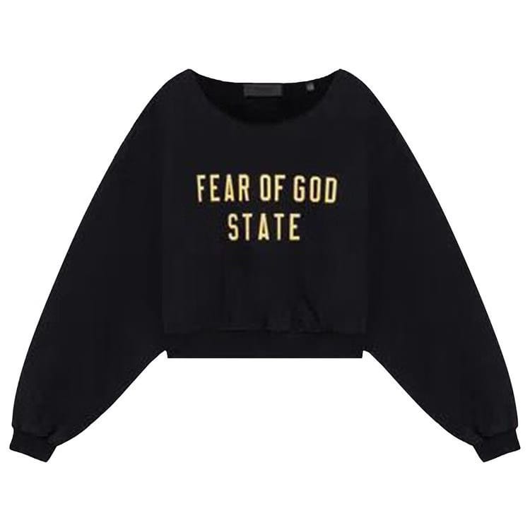 Fear of God Essentials Heavy Fleece Raw Cropped Crewneck Black