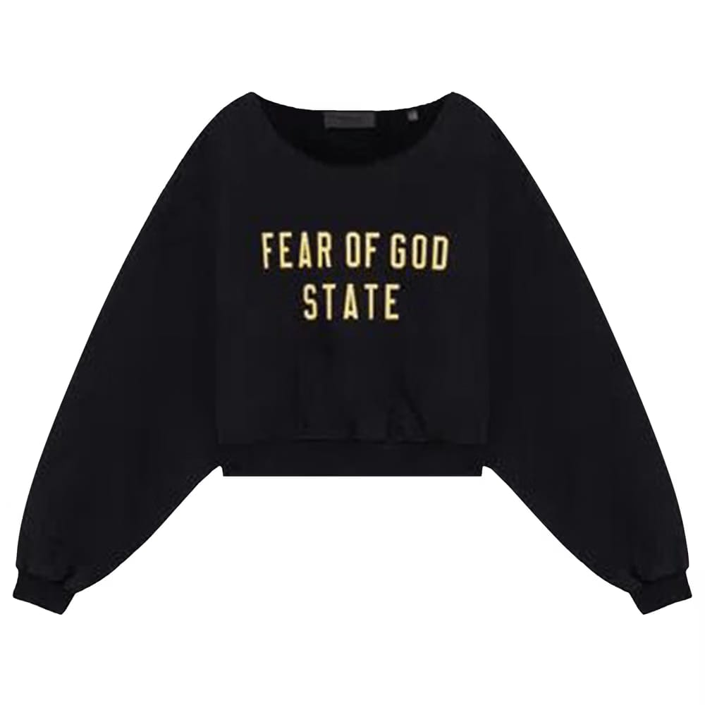 Fear of God Essentials Heavy Fleece Raw Cropped Crewneck Black