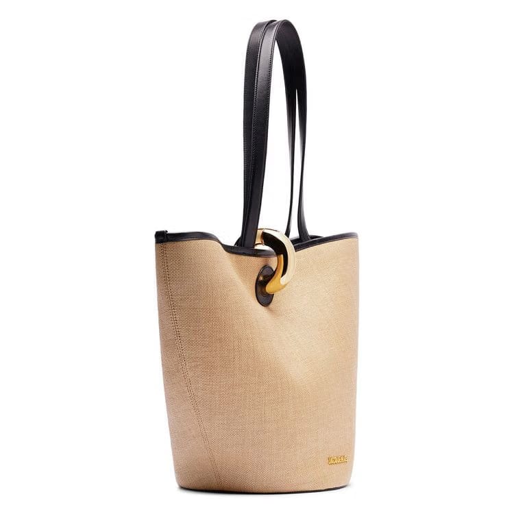 Jacquemus Raffia Tote Ivory/Black