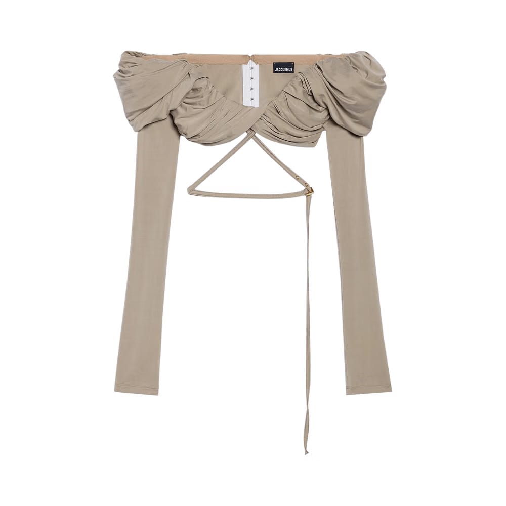 Jacquemus Le Haut Spalla Crop Top Light Khaki