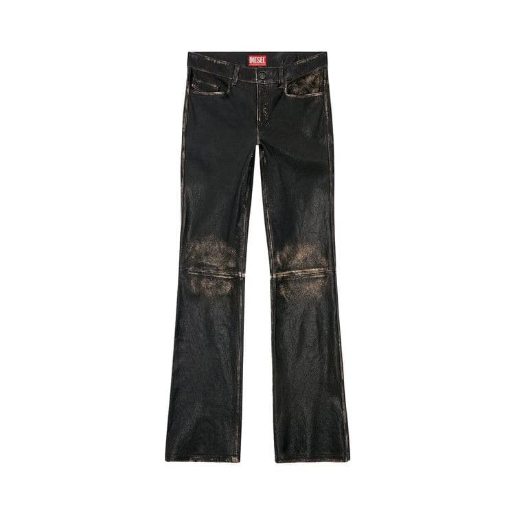 Diesel P-Blixia Distressed Leather Pants Deep Black