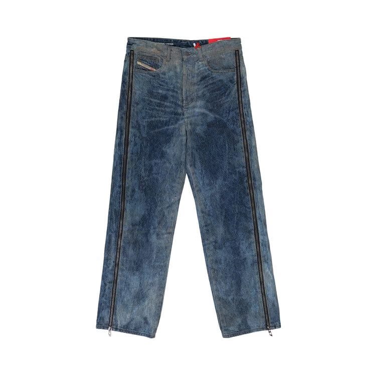 Diesel Side Zip Relaxed Jeans Blue