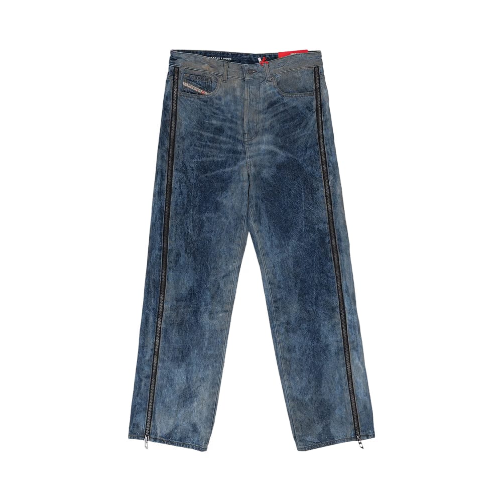 Diesel Side Zip Relaxed Jeans Blue
