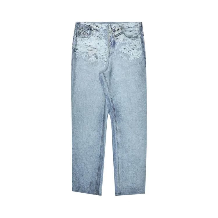 Diesel Straight Placed Print Jeans Blue