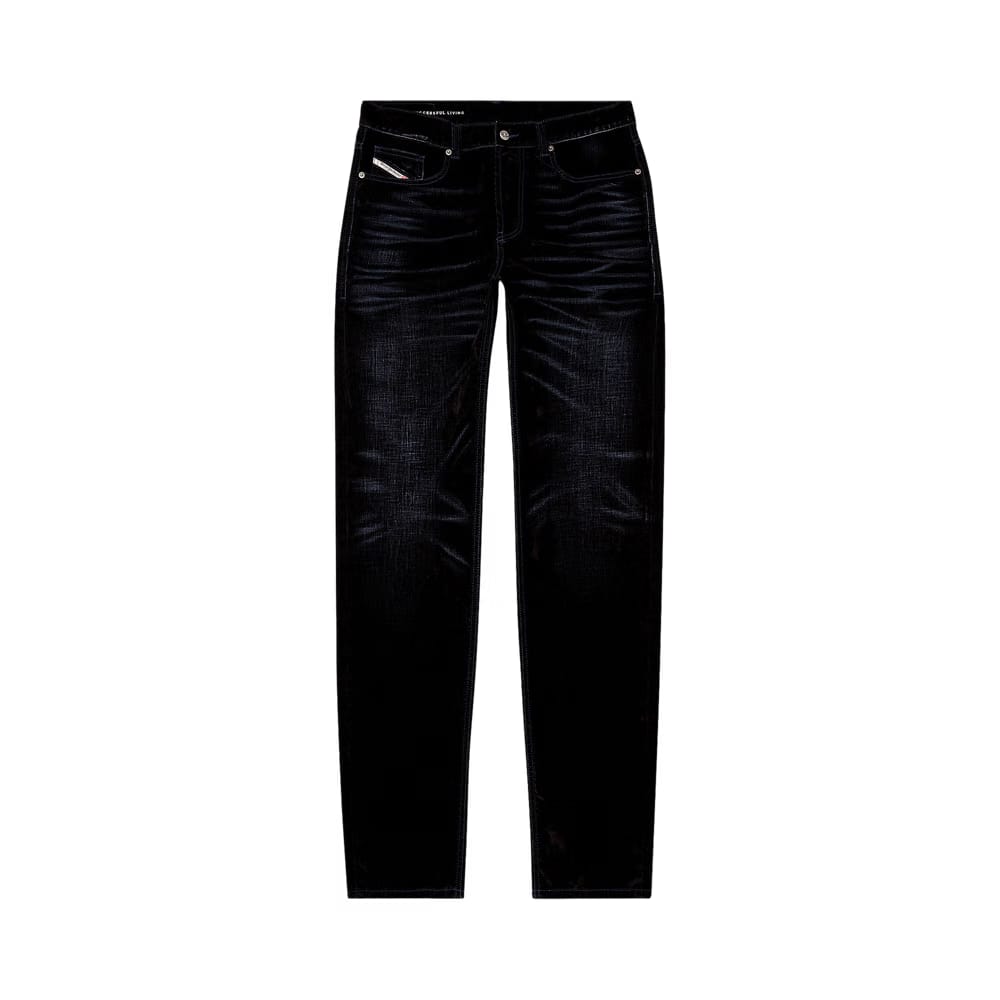 Diesel Loose Velvet Flocked Denim Blue