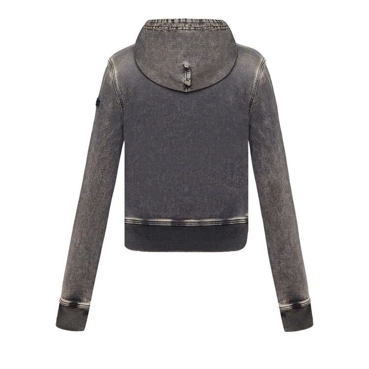 Diesel D-Angy-Hood Track Cropped Denim Hoodie Black