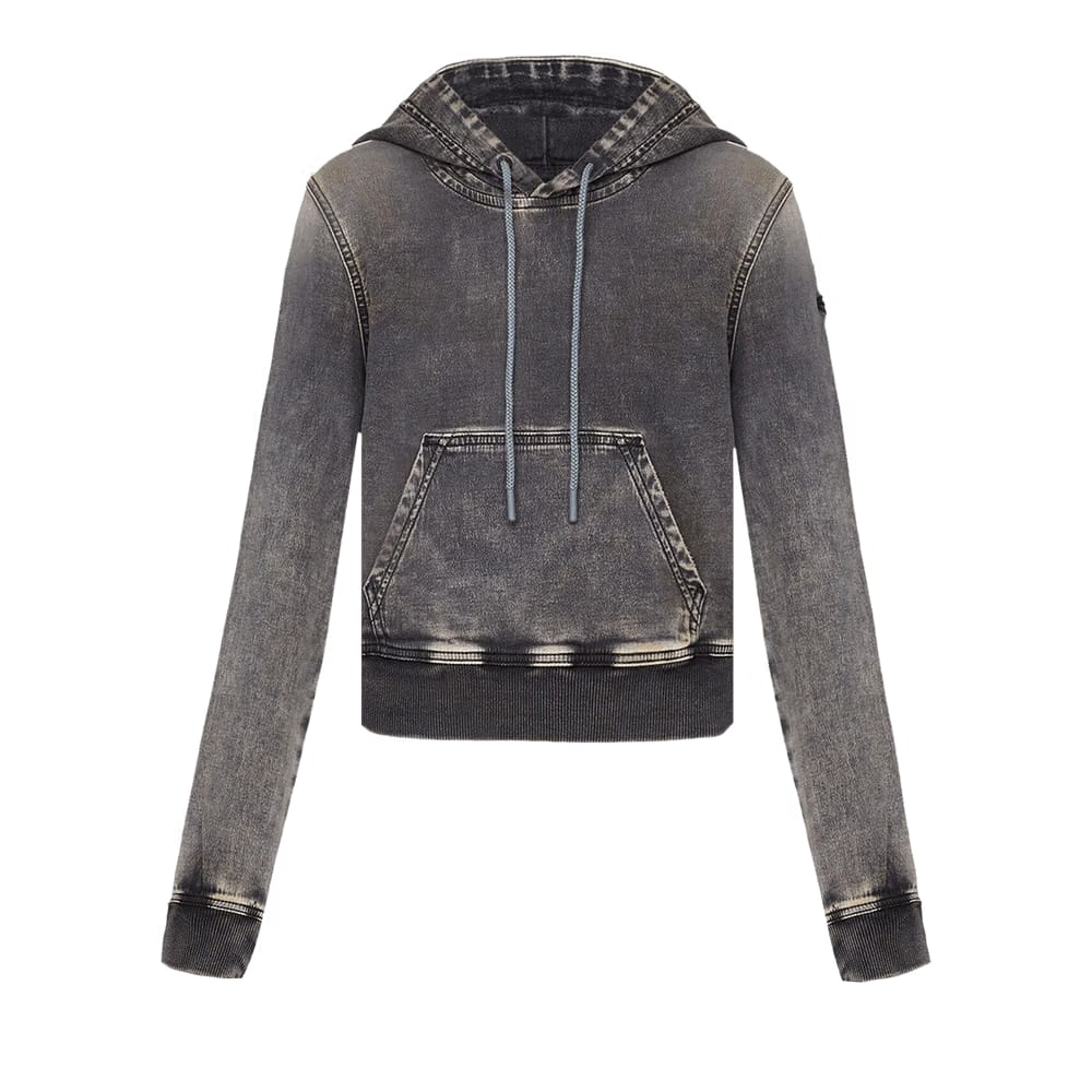 Diesel D-Angy-Hood Track Cropped Denim Hoodie Black