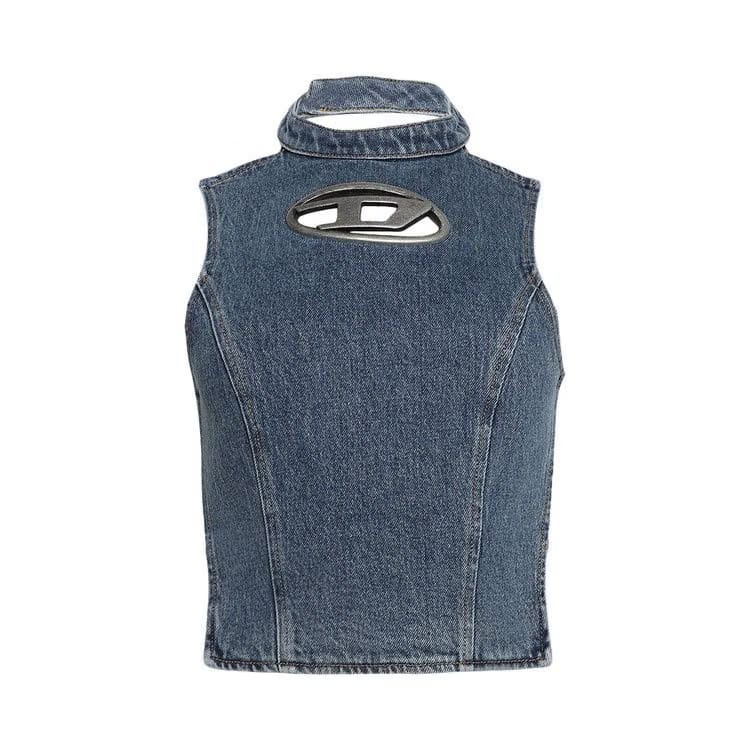 Diesel Thea Fringes D Logo Denim Top Blue