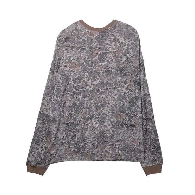 Diesel Camo Burn Out Print Long-Sleeve T-Shirt Beige
