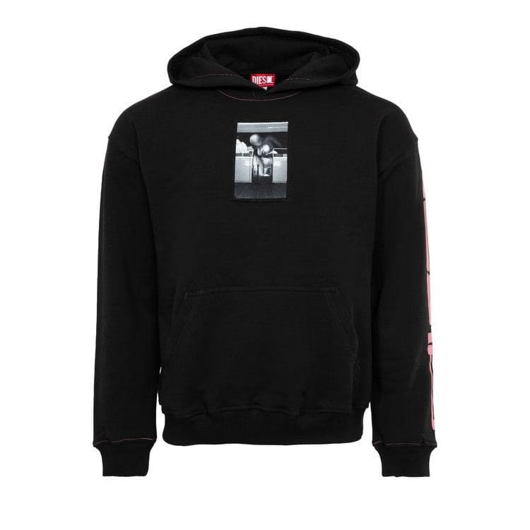 Diesel Photograph Printed Hoodie Deep Black