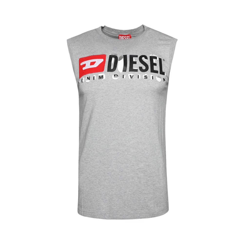 Diesel Destroyed Logo Tank Top Grey