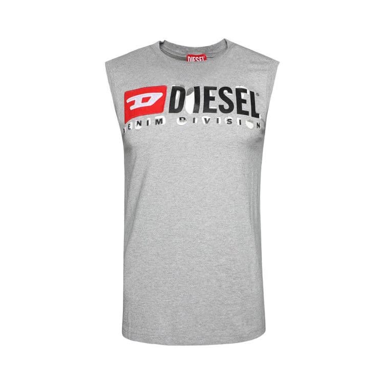 Diesel Destroyed Logo Tank Top Grey