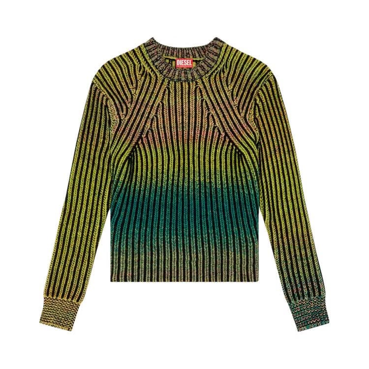 Diesel Degrade Ribbed Crewneck Sweater Green