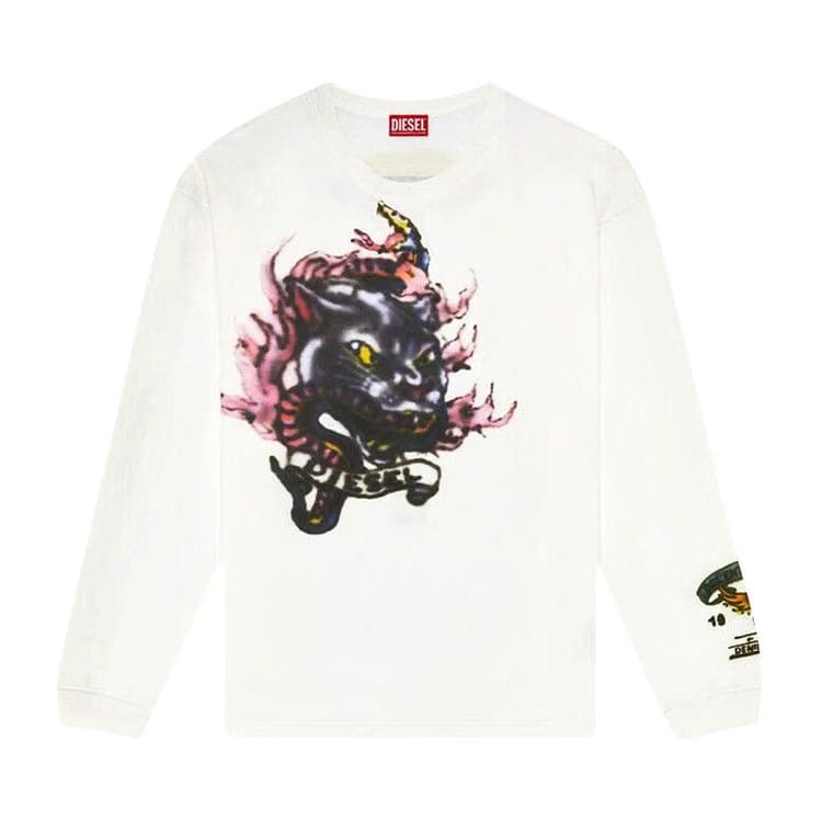 Diesel T-Boxt-Q9 Long-Sleeve T-Shirt Off White