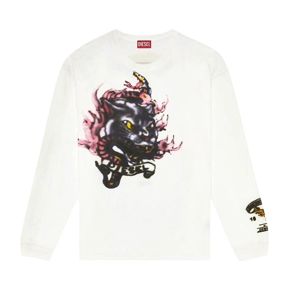 Diesel T-Boxt-Q9 Long-Sleeve T-Shirt Off White