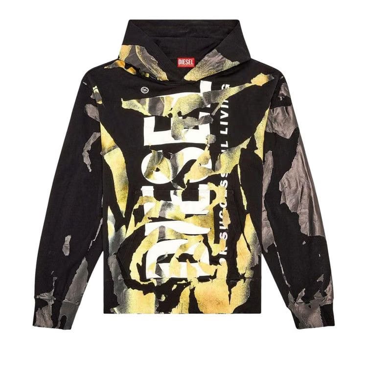 Diesel S-Mac Painted Hoodie Black