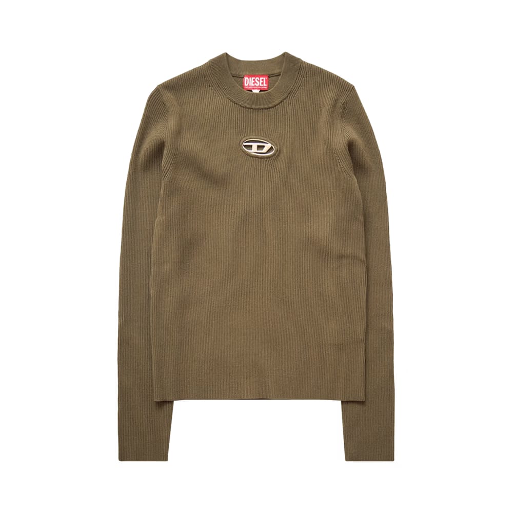 Diesel Ribbed Logo Crewneck Sweater Green