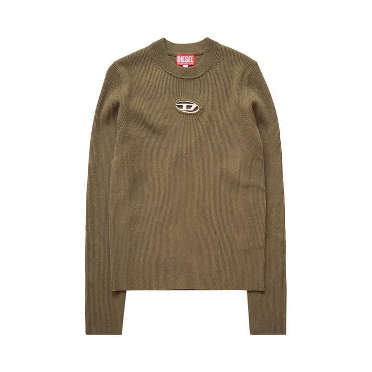 Diesel Ribbed Logo Crewneck Sweater Green
