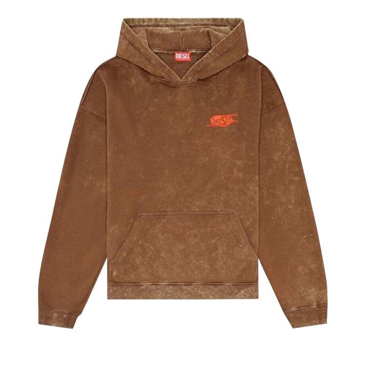 Diesel Puff Print Logo Marbled Hoodie Brown