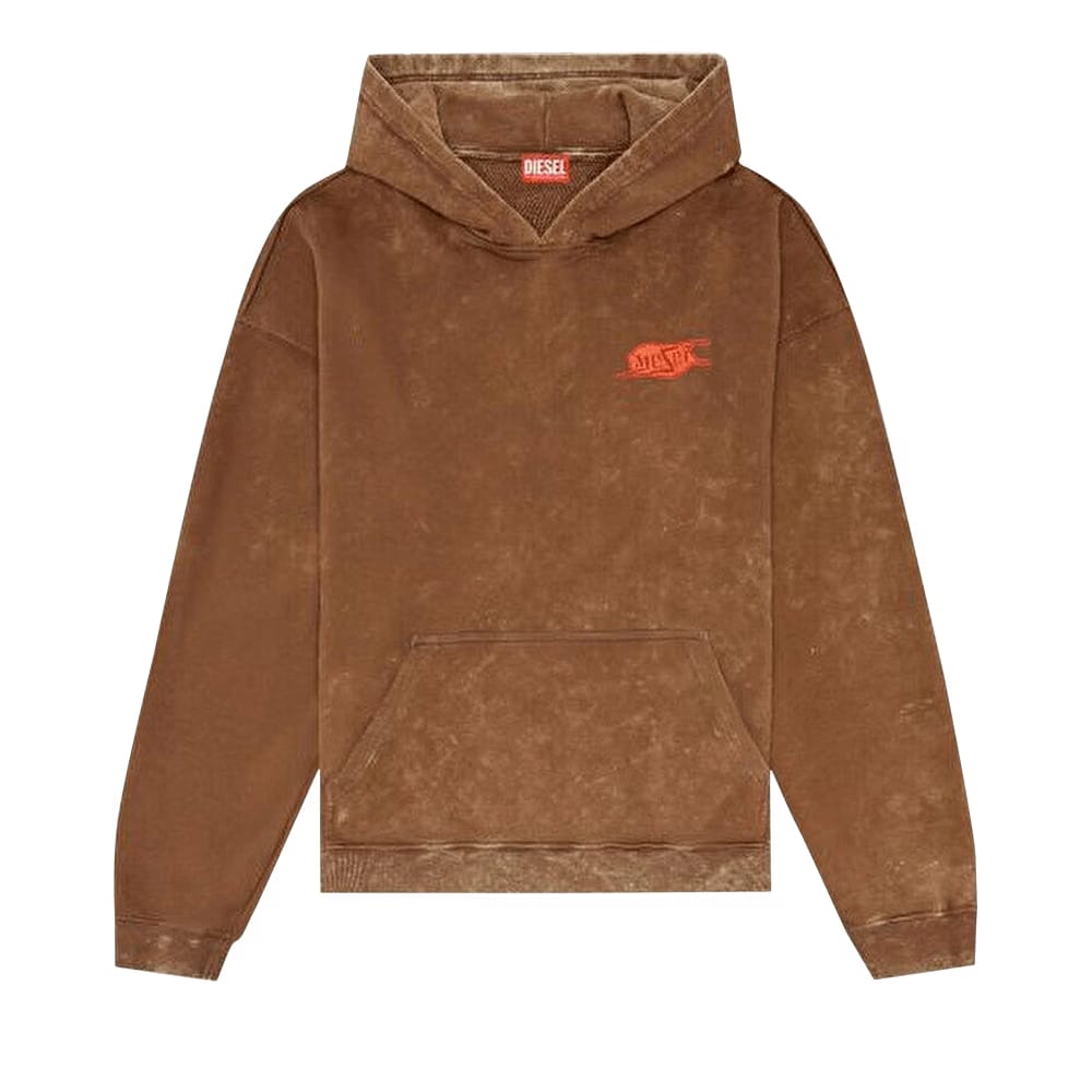 Diesel Puff Print Logo Marbled Hoodie Brown