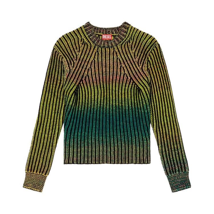 Diesel Degrade Ribbed Zip-Up Sweater Orange