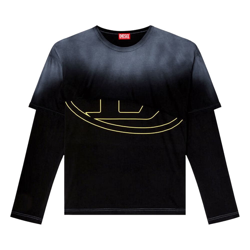 Diesel Destroyed Layered Long-Sleeve T-Shirt Black