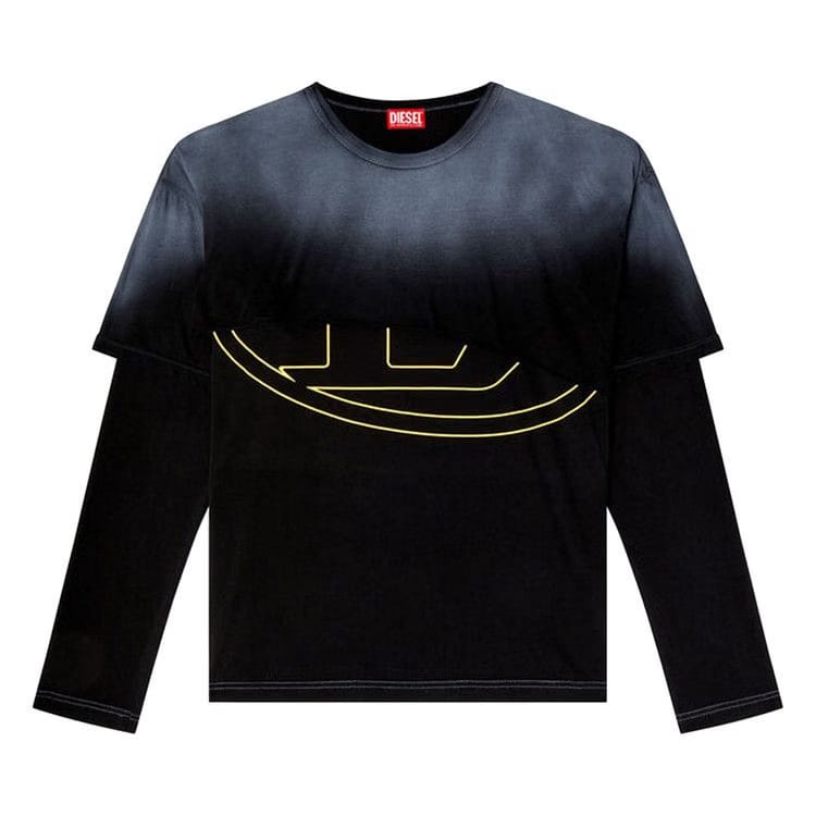 Diesel Destroyed Layered Long-Sleeve T-Shirt Black