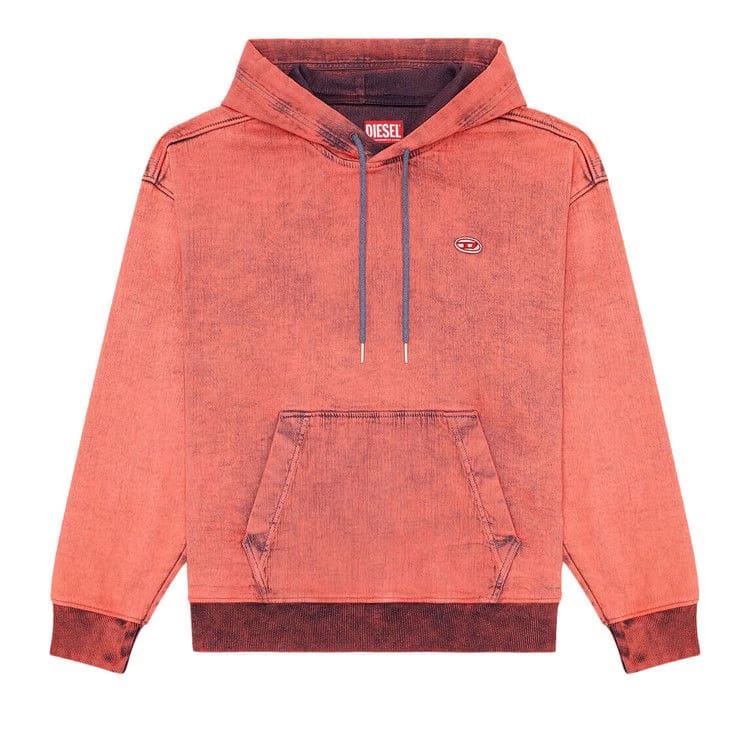 Diesel Logo Patch Denim Drawstring Hoodie Paprika