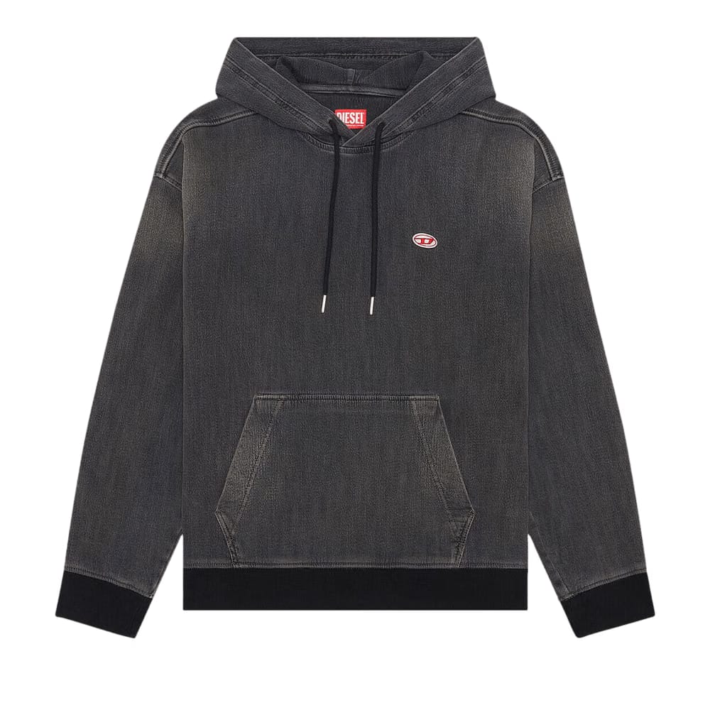 Diesel Rib Track Denim Hoodie Black/Denim