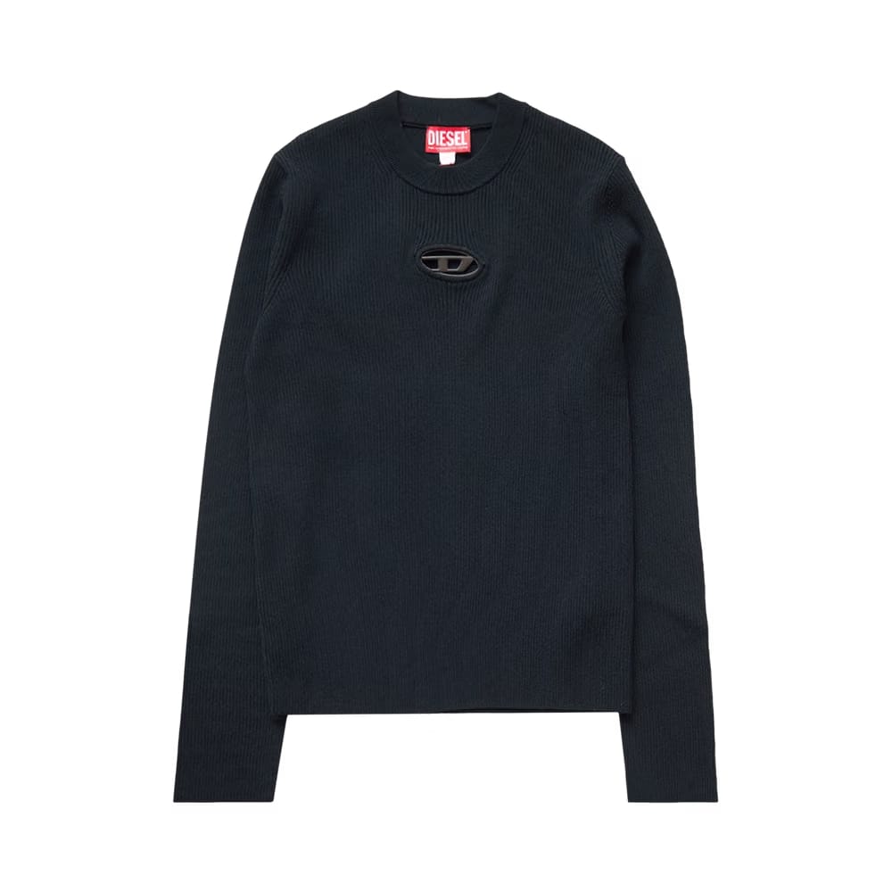Diesel Ribbed Logo Crewneck Sweater Black