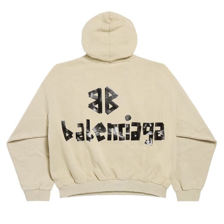 Balenciaga Ripped Pocket Hoodie Beige