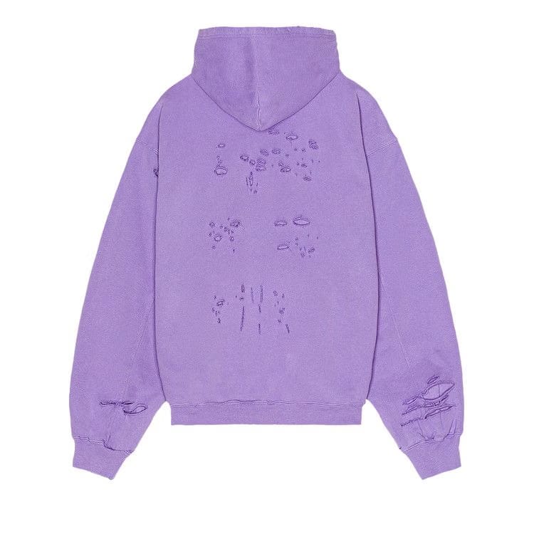 Balenciaga Caps Destroyed Oversize Fit Hoodie Light Purple/White