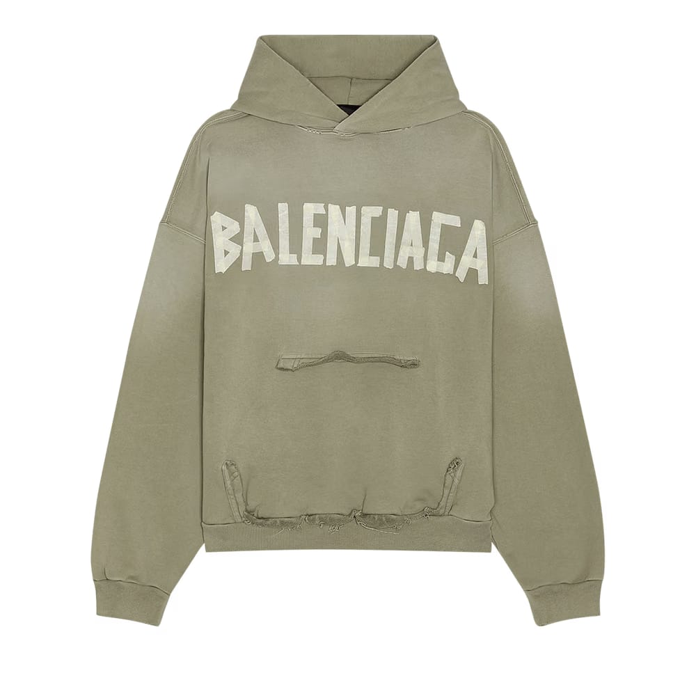 Balenciaga Ripped Pocket Hoodie Army Green