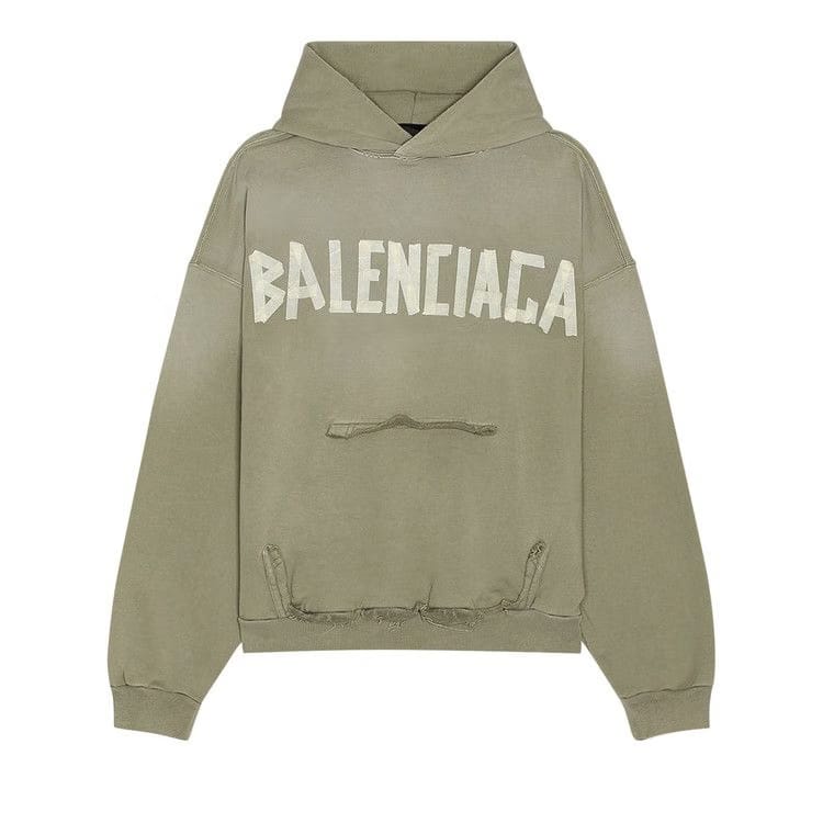 Balenciaga Ripped Pocket Hoodie Army Green