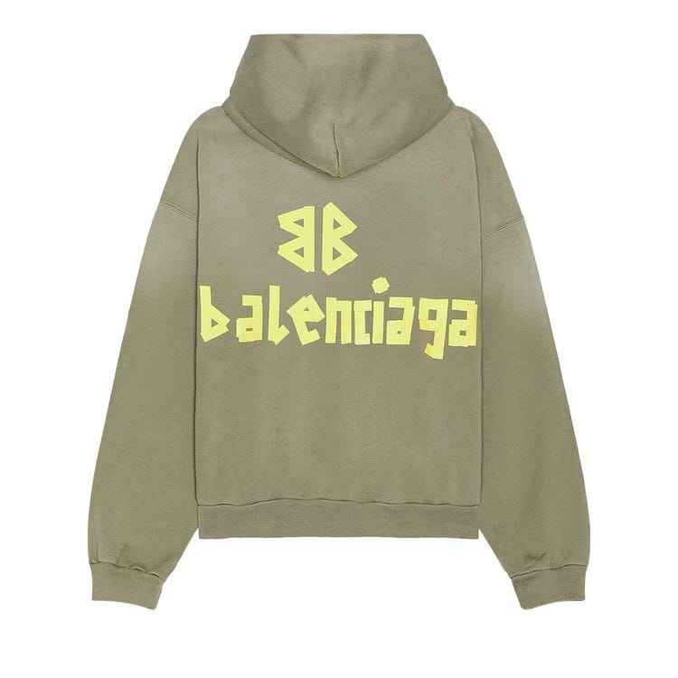 Balenciaga Ripped Pocket Hoodie Army Green