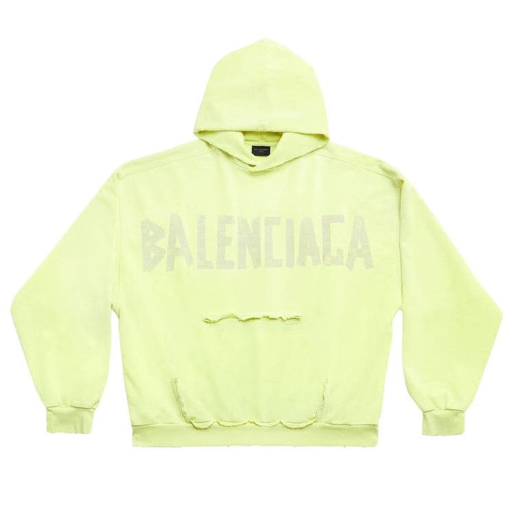 Balenciaga Ripped Pocket Hoodie Fluo Yellow