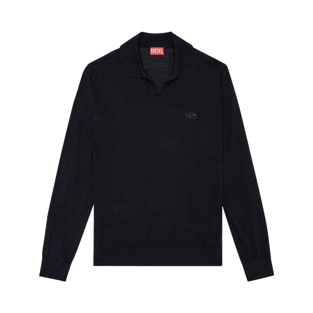 Diesel Glare Wool Polo Shirt Deep Black