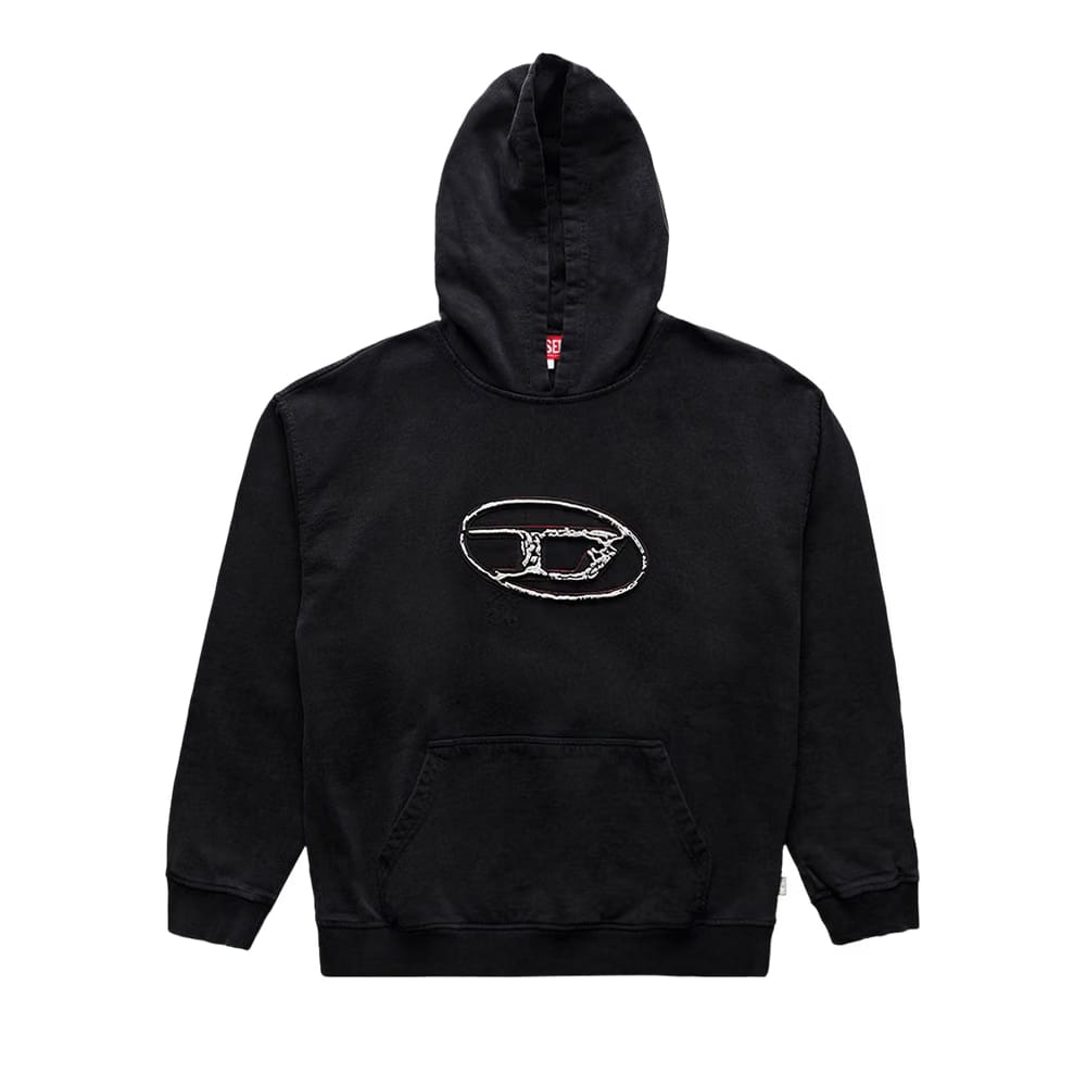 Diesel Multi-Layered Logo Print Hoodie Black